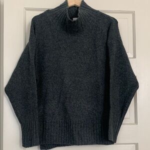 Charcoal Gray Turtleneck Sweater with Ribbed Texture
